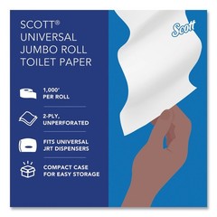 Scott 03148 3.55 in. x 1000 ft. 2-Ply Jumbo Roll Tissue – WT (4 Rolls/CT) New