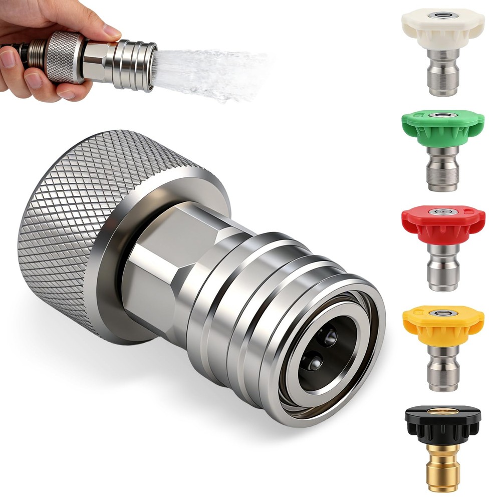 Garden Hose to Mini Power Washer Black + Red + Orange + Green + White