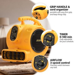 Air Mover, 1100 CFM 1/4 HP 200W Blower Fan, Floor Fan Heavy Duty with 3 Speed…