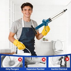 Toilet Plunger, High Pressure Heavy-Duty Clog Remover Blue