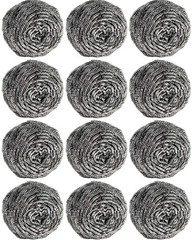 12Pcs Steel Wool Scrubber Pads for Cleaning Dishes, Pans, 20G, Silver