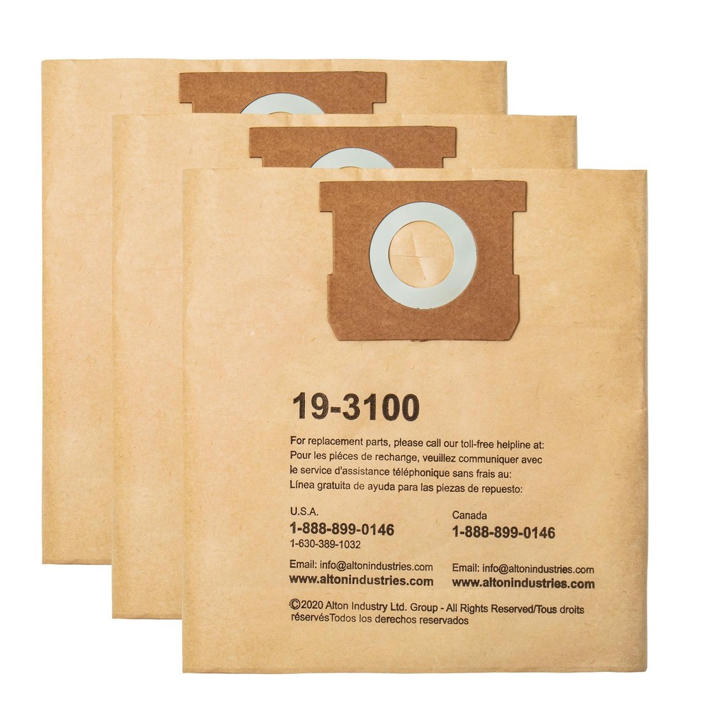 3 Pack STANLEY Filter Bag 19-3100, for 5-8 Gallon Wet/Dry (Pack of 3), Brown