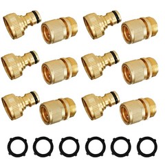 Hourleey Garden Hose Quick Connect, 6 Set Solid Brass Style 2 – 6 Set, Gold