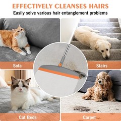 Multifunction Magic Broom, 54 Inch Adjustable Long Handle Gray Orange