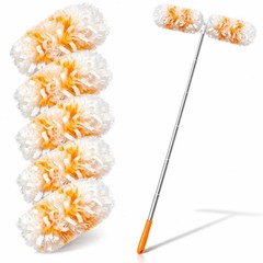 Gelibo 6ft Extendable Duster Handle with 5 Refills,Compatible Orange