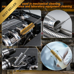 RAWILL 16Pcs Tube Cleaning Brush Brass Stainless Steel Engine Cleaner 12 Inch 8