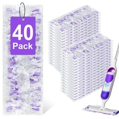 40 Pack Disposable Power Mop Refills for Swiffer 15.25 Inch, 40 Count Purple