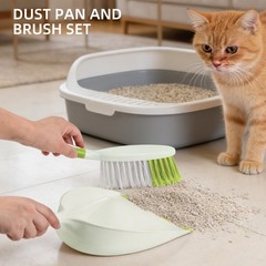 NACENA Dust Pan and Brush Set, Large Hand Broom Dustpan Yellow & Green