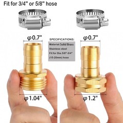 2 Set Brass Garden Hose 2 Set, Fit for 3/4″ or 5/8″ hose(Female & Male)