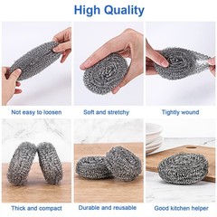 ovwo 12Pack Upgraded Steel Wool Scrubbers – 12 Count (Pack of 1), Silver