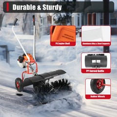 52cc 2 Stroke Gas Power Sweeper Broom Driveway Turf Grass Snow Cleaning Machine