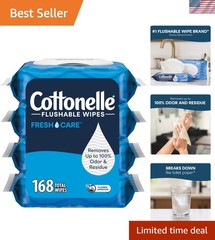 Cottonelle Fresh Care Flushable Wet Wipes, Adult Wet Wipes, 4 Flip-Top Packs,…