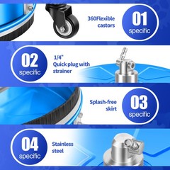 LidoDola 16” Pressure Washer Surface Cleaner with 4 16 INCH BLUE, silvery