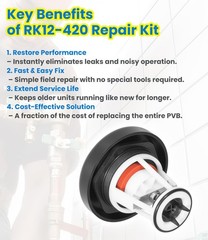 Toolixor RK12-420 Repair Kit Compatible with Zurn Wilkins 1/2″ & Small, Black