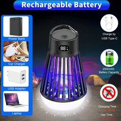 Bug Zapper Indoor Outdoor, 2000V Rechargeable Mosquito Fly Zapper Kilers