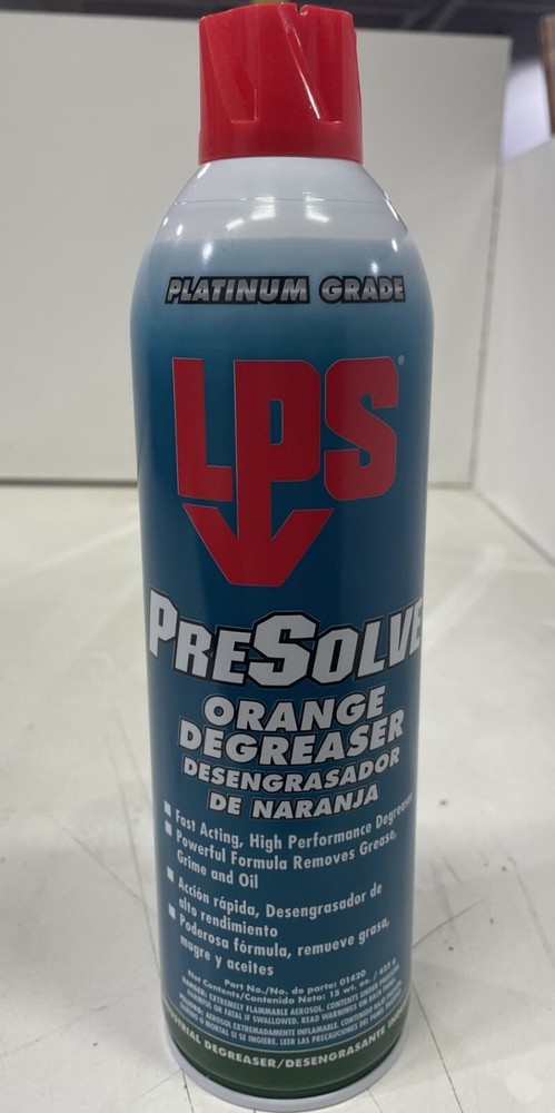 LPS 01420 Industrial Orange Degreaser, 15 oz Aerosol, PreSolve Series, 1 Can
