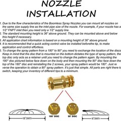 Boomless Spray Nozzle kit 1/2 inch FPT #20 Orifices 90° 180° Caps 5.9 GPM 40 PSI