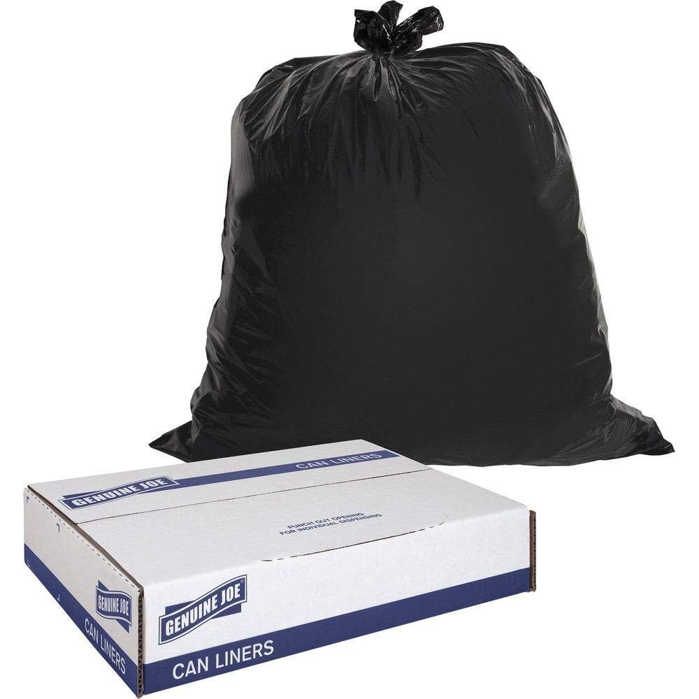 Genuine Joe Heavy-Duty Trash Can Liners, 60 Gallon, 50 Per Box, GJO01535, Black
