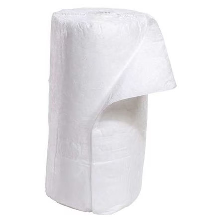 Spilltech Wr150m Sorbent Roll, 50 Gal, 30 In X 150 Ft, Oil, White, Polypropylene