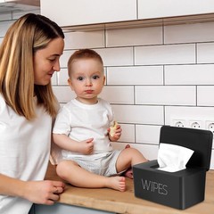 NOVWANG Wipes Dispenser, Large Capacity Baby Wipe 8.2×4.9×3.9in, Black