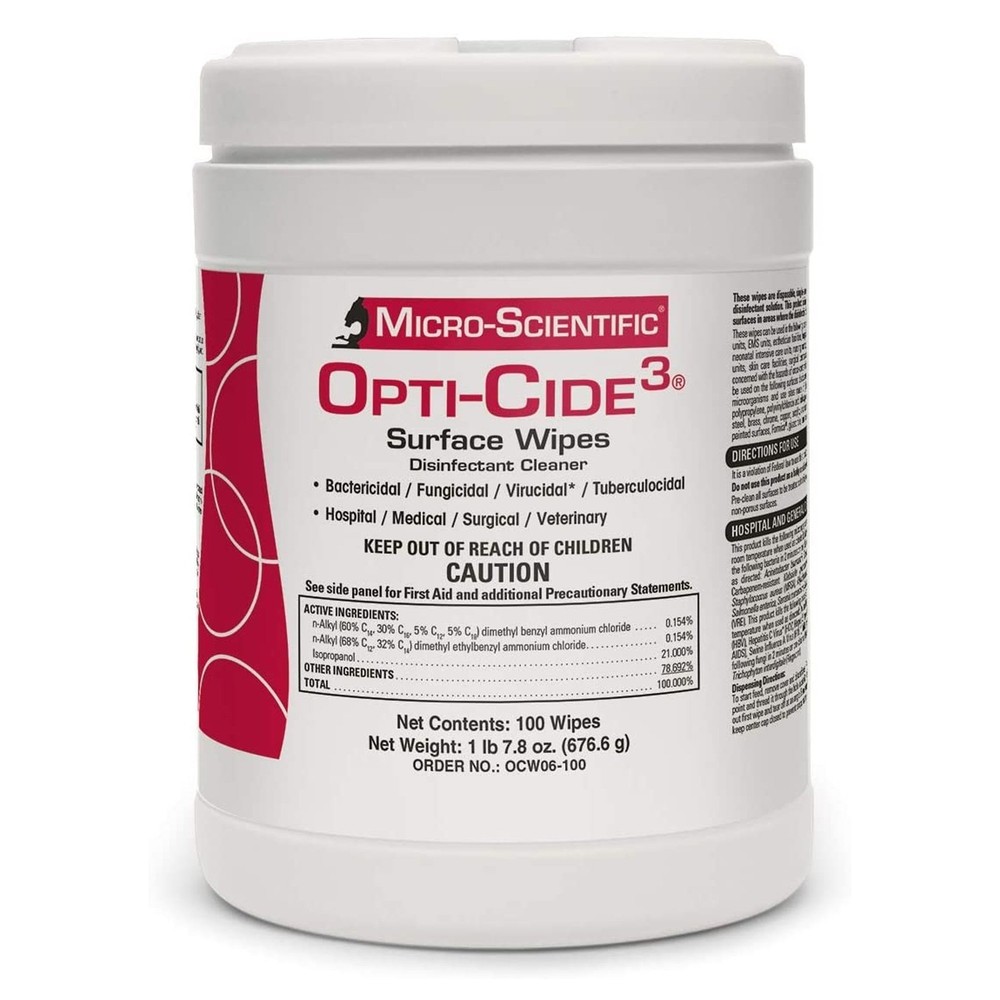 Opti-Cide3 Surface Disinfectant Wipes 1 Canister – 100 Towelettes per Canister