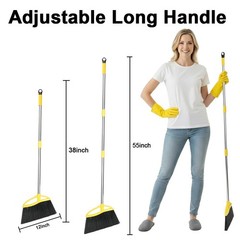 Gloffer Soft Bristles Broom for Indoor Sweeping, Household Cleaning Yellow