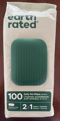 EARTH RATED DAILY PET WIPES 8 X 8″ 100 FRAGRANCE FREE 2 IN 1 CLEANS & HYDRATES