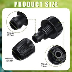 15 Pack 1/2 Inch Drip Irrigation Tubing Faucet Adapter, 3/4″ inch, Black