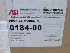 NEW in Box! ASI Hand Dryer Model #0184 TURBO COMMERCIAL BUSINESS HOME HAND DRYER