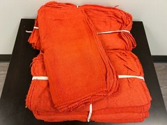 100 PIECES NEW ORANGE INDUSTRIAL SHOP RAGS CLEANING TOWELS