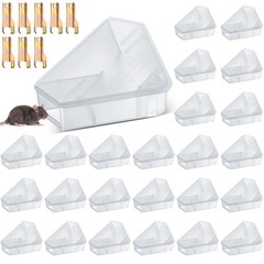 Qualirey 24 Pcs Mice Station with Key Triangle Mouse Translucent