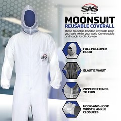 SAS Safety Corp Moonsuit Nylon and Cotton Coverall | Machine Washable Full Pu…