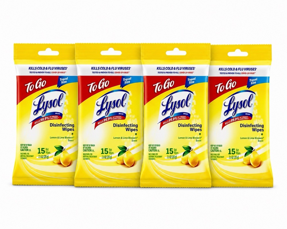 Free Shipping Lysol To Go Disinfecting Wipes Lemon Lime Scent, 15 Ct. Pack of 4