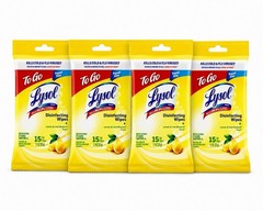 Free Shipping Lysol To Go Disinfecting Wipes Lemon Lime Scent, 15 Ct. Pack of 4