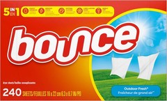 Bounce Fabric Softener Sheets, Outdoor Fresh Scent, 240 Count