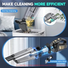 CKIKH Handheld Vacuum Cordless, 15000PA Strong Suction Hand Held Black & Gold