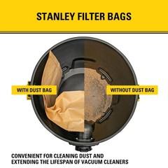 3 Pack STANLEY Filter Bag 19-3100, for 5-8 Gallon Wet/Dry (Pack of 3), Brown