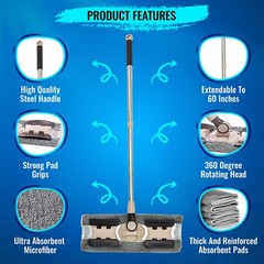 MAYSHINE Microfiber Hardwood Floor Wet and Dry Dust Mop w/ 5 15 Inch, Brown