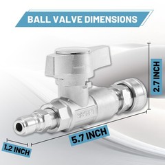 TasuoX Ball Valve Pressure Washer, 3/8″ Quick Connect 3/8 inches, Silver