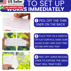 50 Window Fly Traps Sticky Non-Toxic Clear Fly Paper Indoor Housefly Gnat Killer