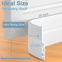 Beoguy Door Draft Stopper, Sweep for Bottom of Door, Under 39IN, White
