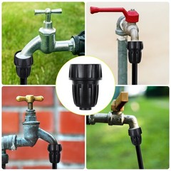 15 Pack 1/2 Inch Drip Irrigation Tubing Faucet Adapter, 3/4″ inch, Black