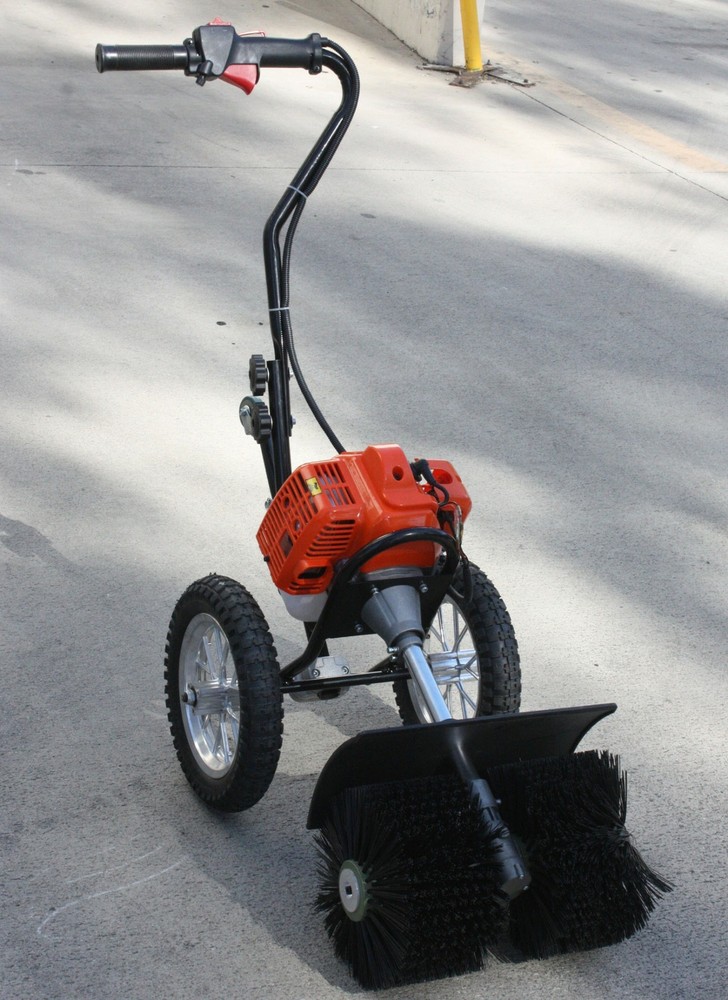 HAND PUSH 52CC GAS POWER BROOM SWEEPER CLEANER DRIVEWAY ARTIFICIAL GRASS SNOW