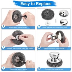 7PCS Steel Wool Scrubber Pads, Stainless Set with 1PCS Silver