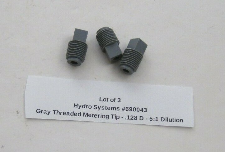 (Qty 3) Hydro Systems 690043 Gray Threaded Metering Tip – .128 D – 5:1 Dilution