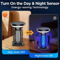 Zechuan Solar Bug Zapper Outdoor Waterproof Portable Rechargeable Bug Zapper