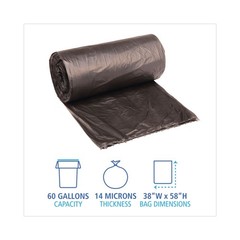 Boardwalk 385814K 38″ x 58″ 60 gal High-Density Can Liners – Black (200/CT) New