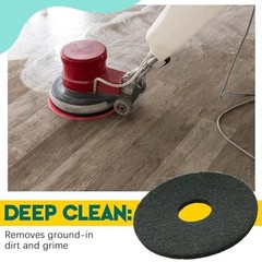 12″ Black Scrubbing Pads for Floor Buffers – Non-Woven Cleaning Pads, 2 Pack