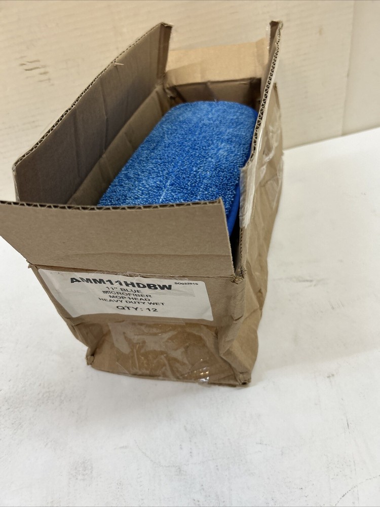 Lot of 12 Golden Star 11″ Blue Microfiber Mop heads Heavy Duty Wet AMM11HDBW