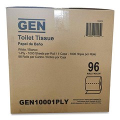 GEN 10001PLY 1000 SHT/RL, 96 RL/ CT 1-Ply Bath Tissue – WHT New